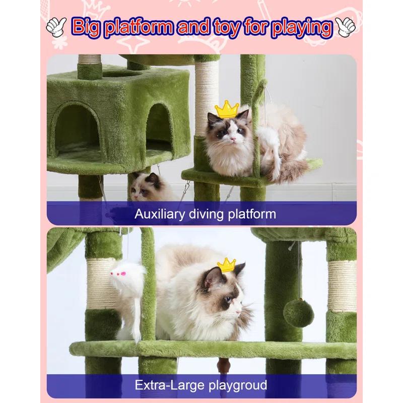 63" Cat Tree For Large Breeds - Spacious Platforms, Hammock, Sisal Scratching Posts & Cat Condo, Indoor Use