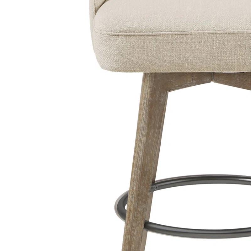 Everly Quinn Stylish Counter Stool With Swivel Seat And Solid Wood Legs