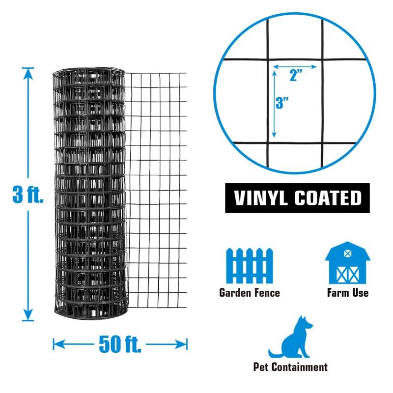 Fencer Wire Fencer Wire Vinyl Coated 16 Gauge Welded Fence Wire Roll, Mesh Size 2-Inch x 3-Inch