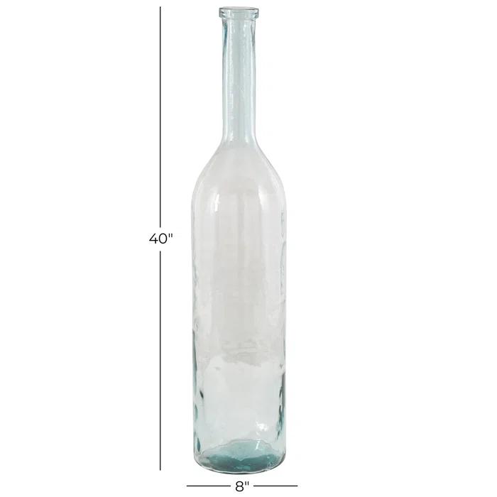 Highland Dunes Recycled Glass Handmade Spanish Decorative Blue Vase