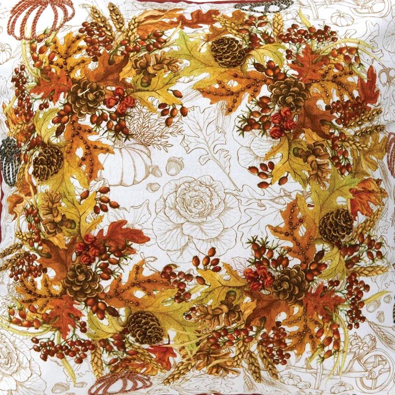 C&F Home Autumn Wreath Thanksgiving Printed and Embroidered Throw Pillow
