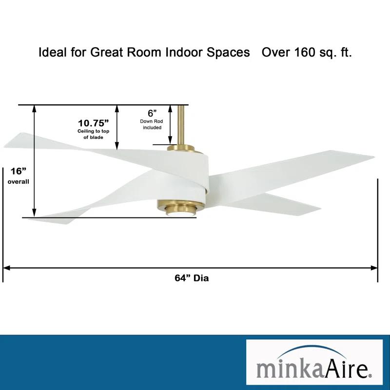 Minka Aire 60" 4 - Blade LED Standard Ceiling Fan with Remote Control and Light Kit Included
