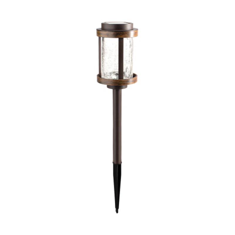 Fusionbrands Fusion Solar Stake Light with Crackle Glass Lens, Bronze/Woodgrain (4 Pack)