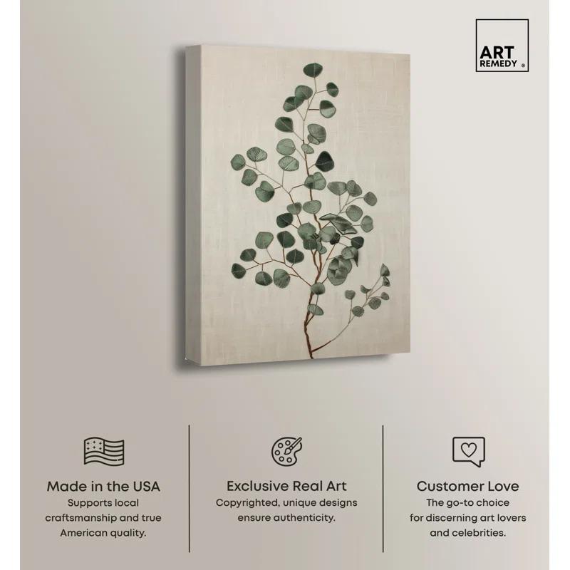 Art Remedy Eucalyptus Embroidery II Botanical Art Prints Wall Art by Art Remedy