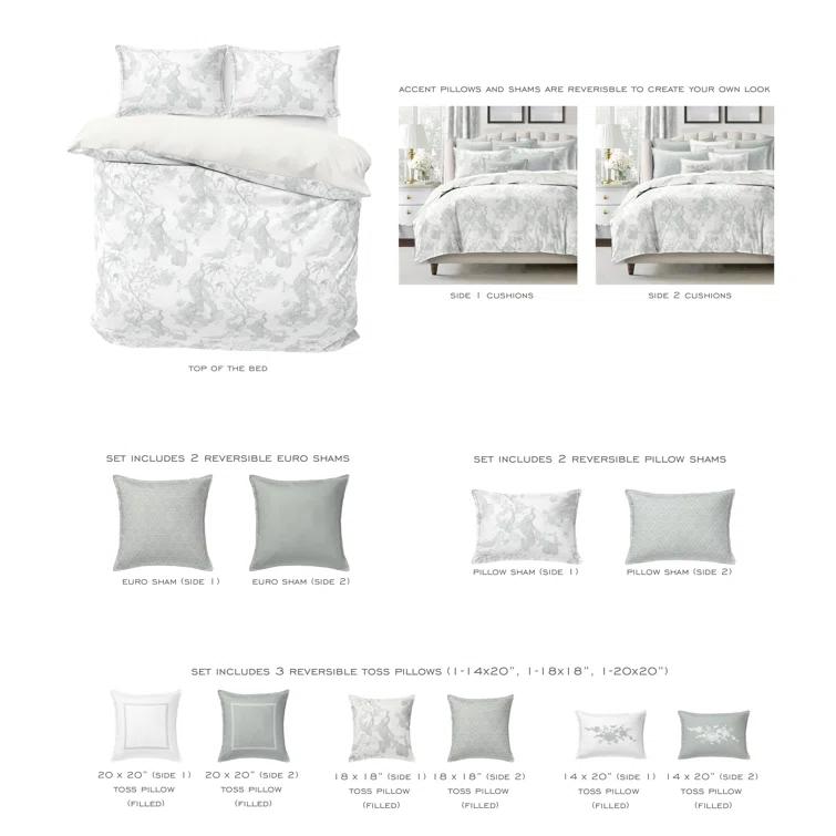 6ix Tailors Fine Linens Peacock Lane Cotton Coverlet Set 8 Piece