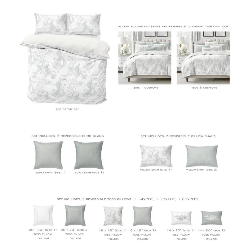 6ix Tailors Fine Linens Peacock Lane Cotton Coverlet Set 8 Piece