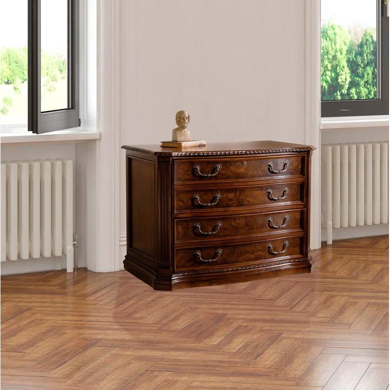 Hekman Old World Walnut Burl 40" 2-Drawer Walnut File Cabinet