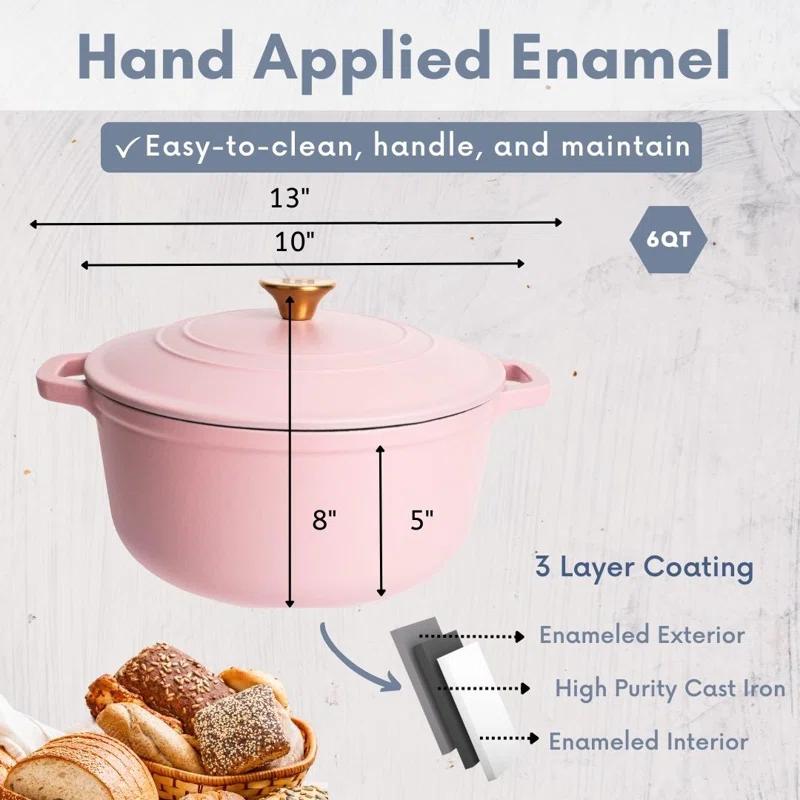 Lexi Home Lexi Home Enameled Cast Iron Round Dutch Oven