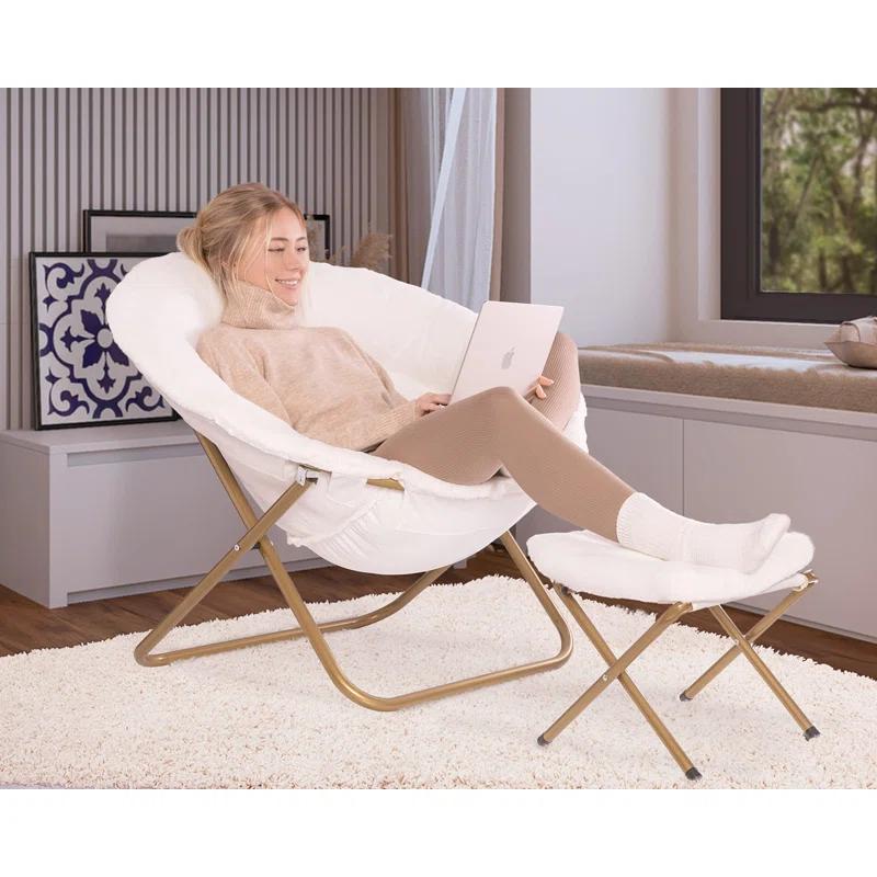 Everly Quinn Faux Fur Saucer Chair For Bedroom