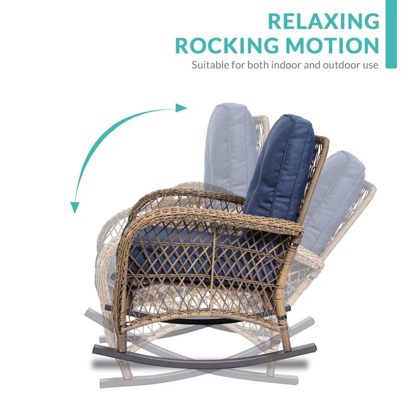 Bayou Breeze Outdoor Matina Rocking Wicker/Rattan Chair with Cushions (Set of 2)