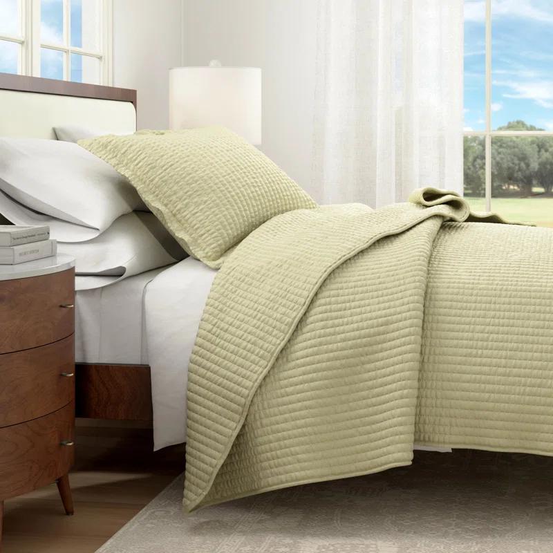 FreshFolds Modern & Contemporary Stripe Stitched Quilt Set with Shams
