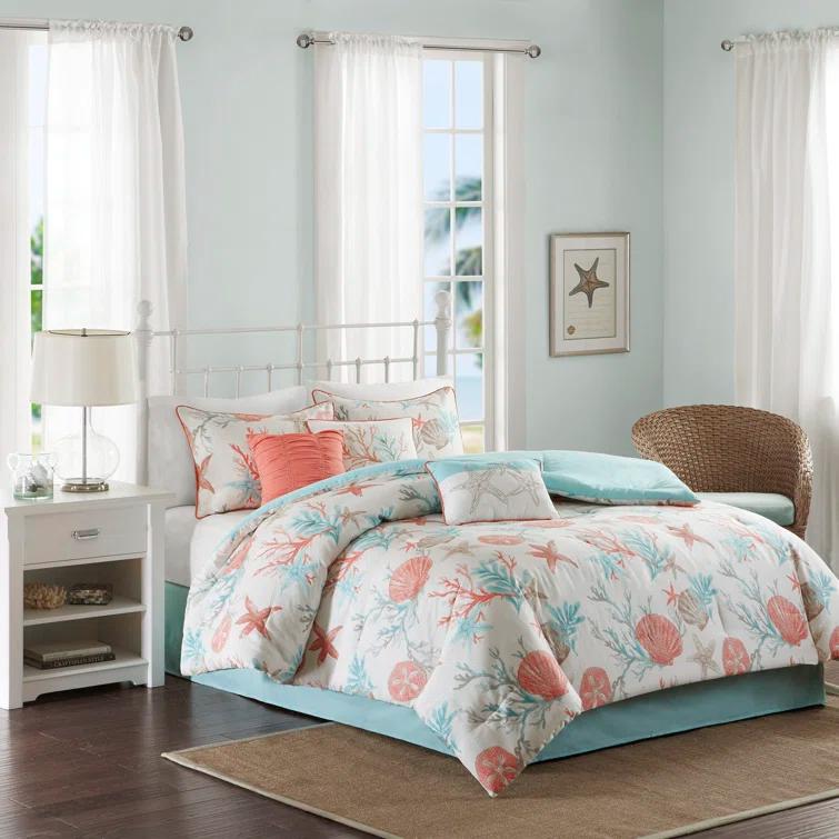 Madison Park Pebble Beach 7 Piece Cotton Sateen Comforter Set