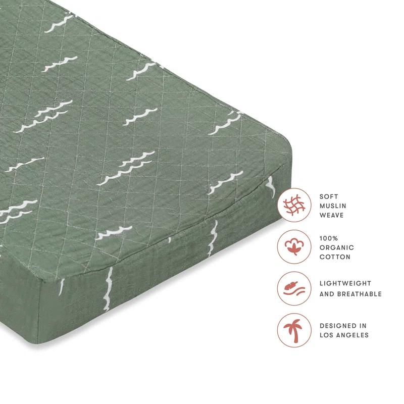 Ocean Waves Quilted Muslin Changing Pad Cover