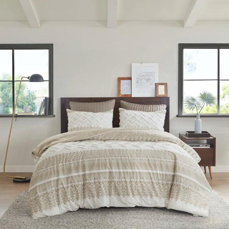 INK+IVY Mila Cotton Duvet Cover Set with Chenille Tufting & Reviews | Wayfair