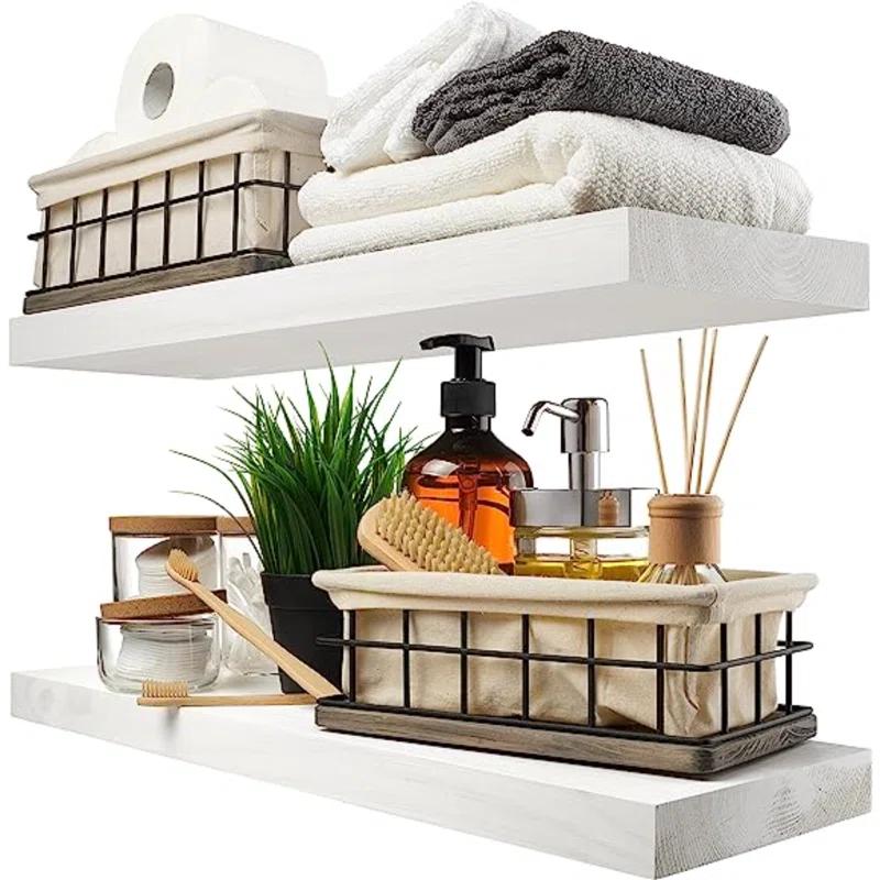 2 Piece Solid Wood Floating Shelf