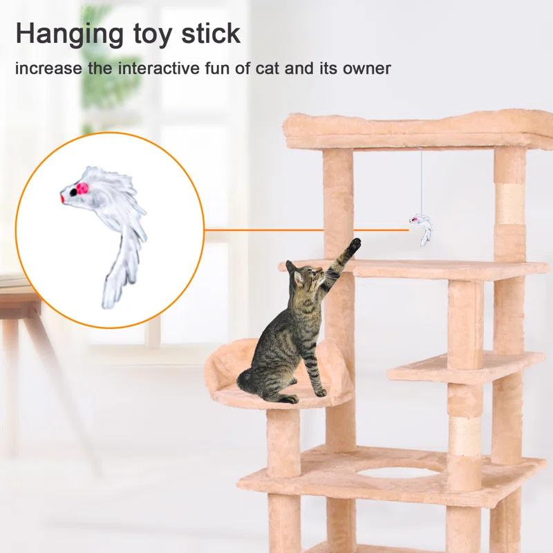 Archie & Oscar™ 71"Cat Climbing Tree Multi-Level Tall Cat Tower Beige