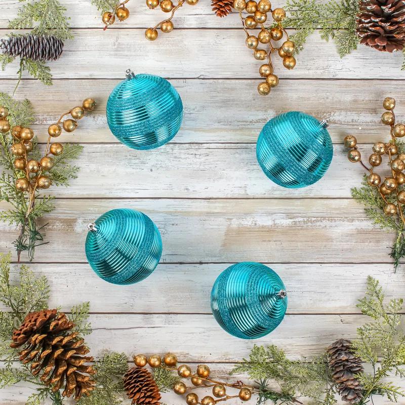 The Holiday Aisle® Shatterproof Swirling Ball Ornaments (Set of 4)