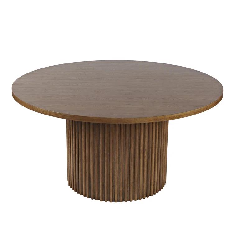 Ebern Designs Helina Round Mid-Century Modern Fluted Pedestal Base Dining Table