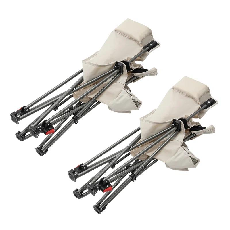 Arlmont & Co. Adjustable Folding Adirondack Chair Camping Chair With Cup Holder (Set of 2)