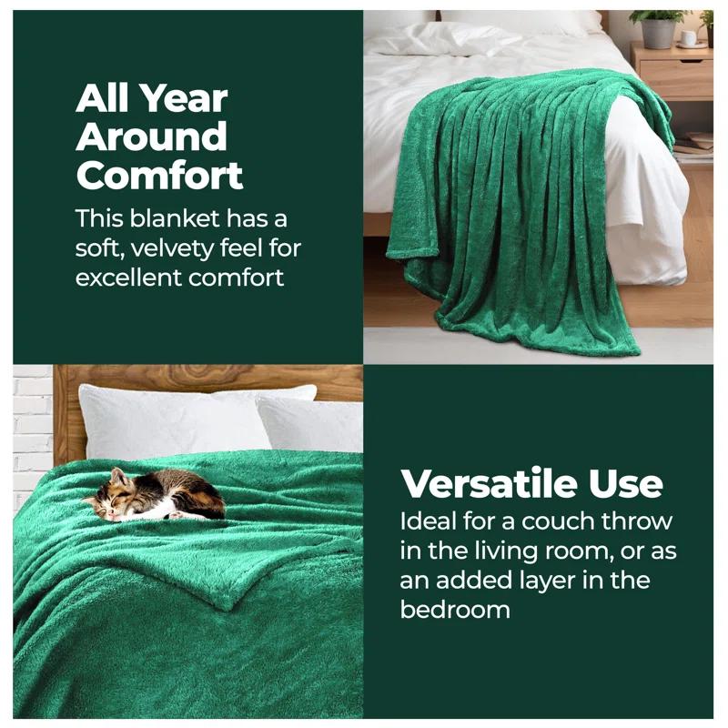 Superior Superior Solid Polyester Reversible All-Season Fleece Throws Blanket