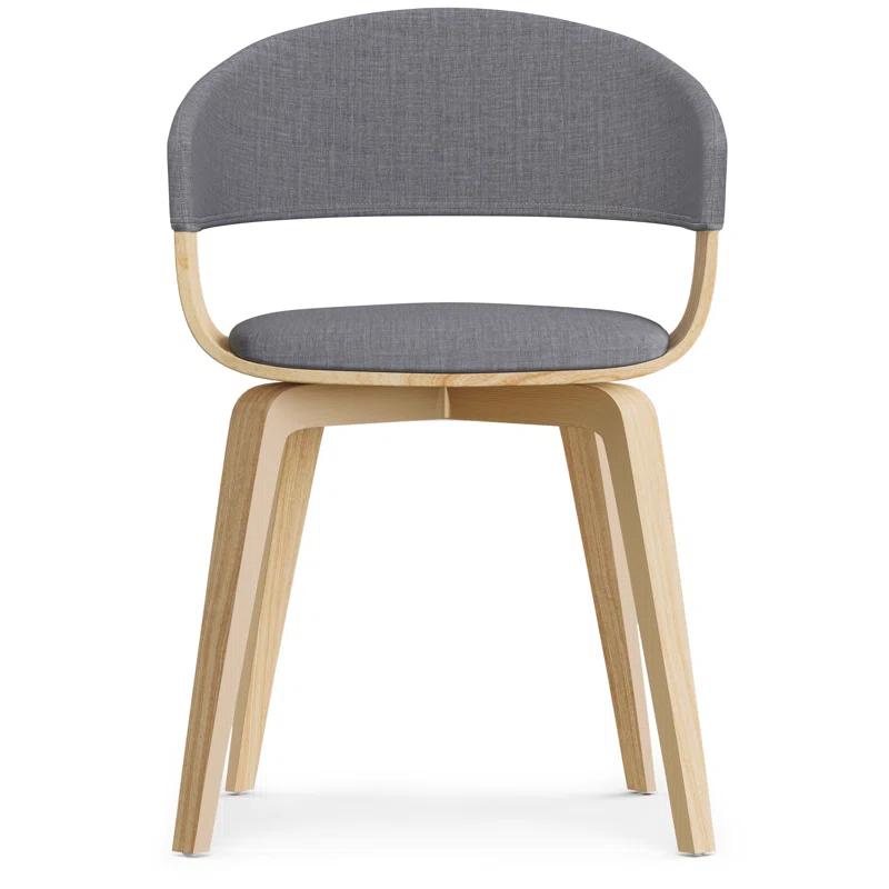 Lowell Bentwood Upholstered Dining Chair with Curved Backrest in Mid-Century Modern Style
