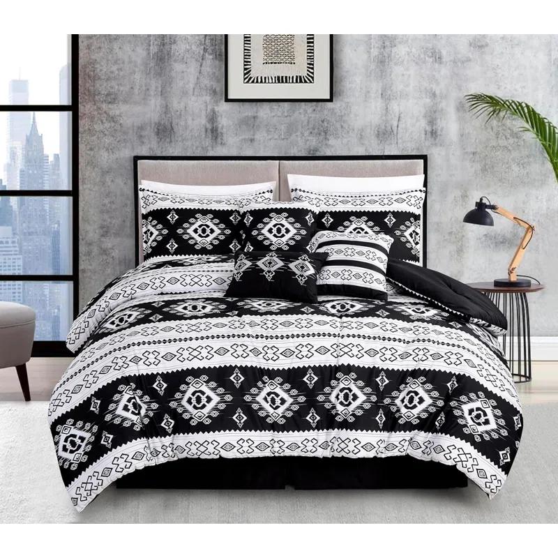 Chezmoi Collection Microfiber / Polyester Standard Geometric Shapes Comforter Set