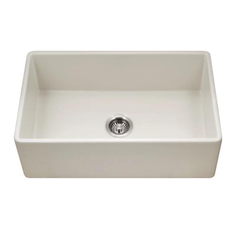Houzer 30 in x 18 in Biscuit Fireclay Apron Front Single Bowl Kitchen Sink - PTS-4118 BQ