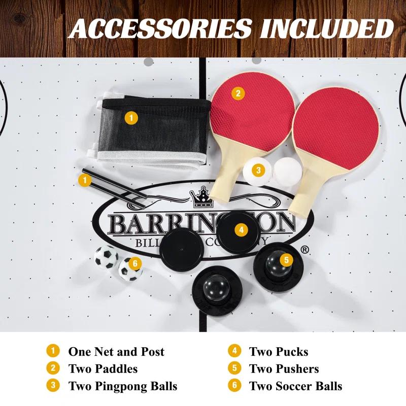 Barrington Billiards Company Barrington Urban Collection 54” 3-in-1 Combination Table includes  Air Hockey, Foosball, And Table Tennis