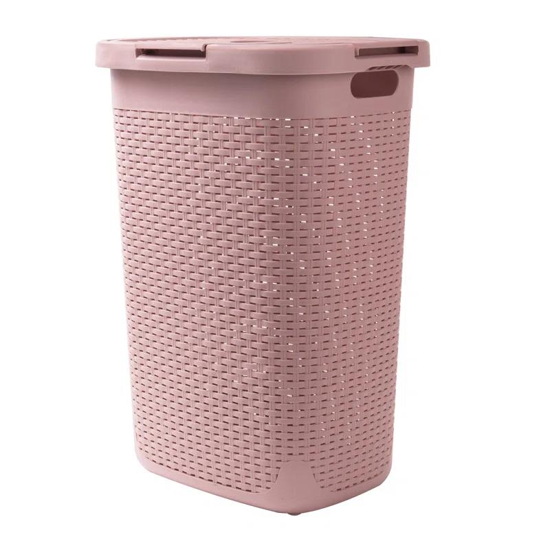 Mind Reader Mind Reader 40L Slim Laundry Hamper, Clothes Basket, Lid, Wicker Design, Plastic