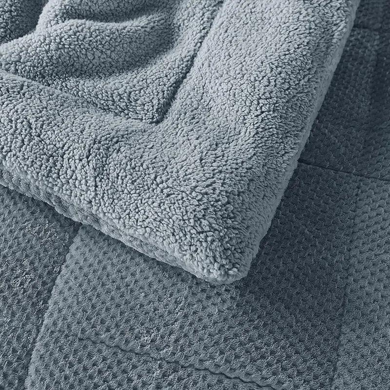 Kasentex Microfiber Reversible Comforter Super Ultra Soft Luxury Plush Sherpa, Machine Washable