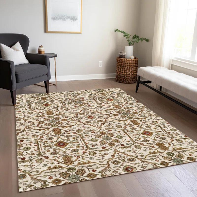 Machine Washable Indoor/Outdoor Chantille ACN1130 Ivory Rug