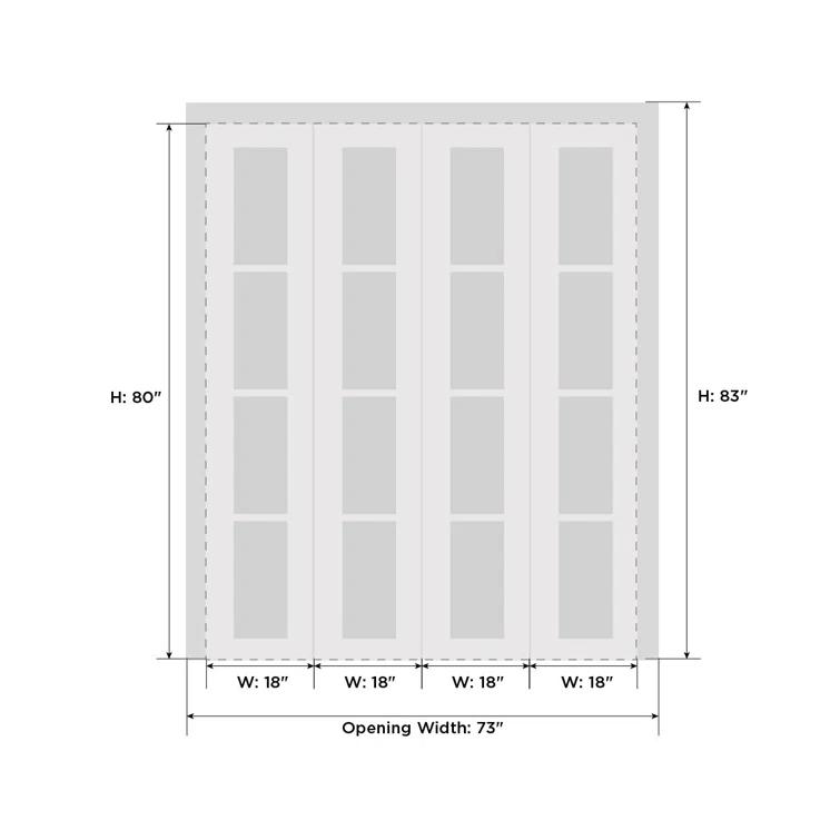 SARTODOORS Sliding Closet Double Bi-Fold Doors | Ego 5005 | Sturdy Tracks Moldings Trims Hardware Set | Wood Solid Bedroom Wardrobe Doors