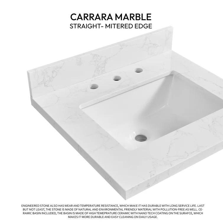 Vinnova Jaen 25'' Stone Single Bathroom Vanity Top with Sink