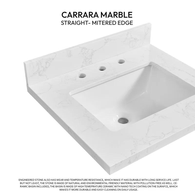 Vinnova Jaen 25'' Stone Single Bathroom Vanity Top with Sink