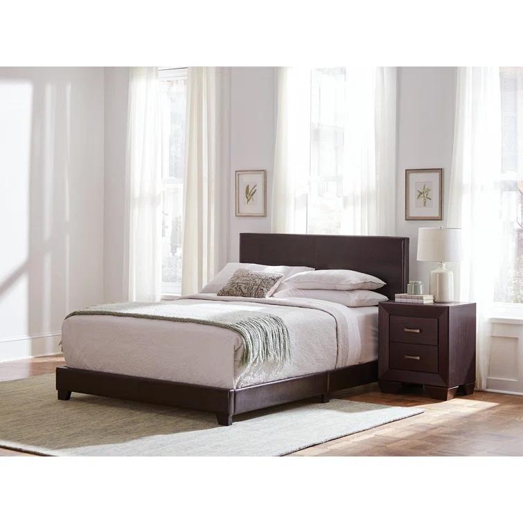 Winston Porter Clu Faux Leather Upholstered Twin Panel Bed Brown
