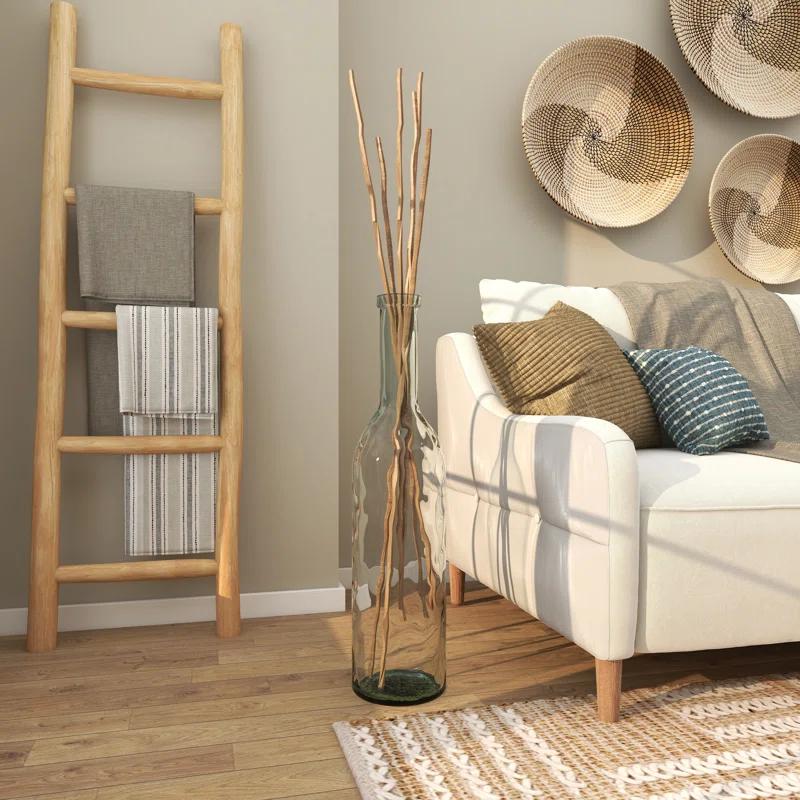 Highland Dunes Recycled Glass Handmade Spanish Decorative Blue Vase