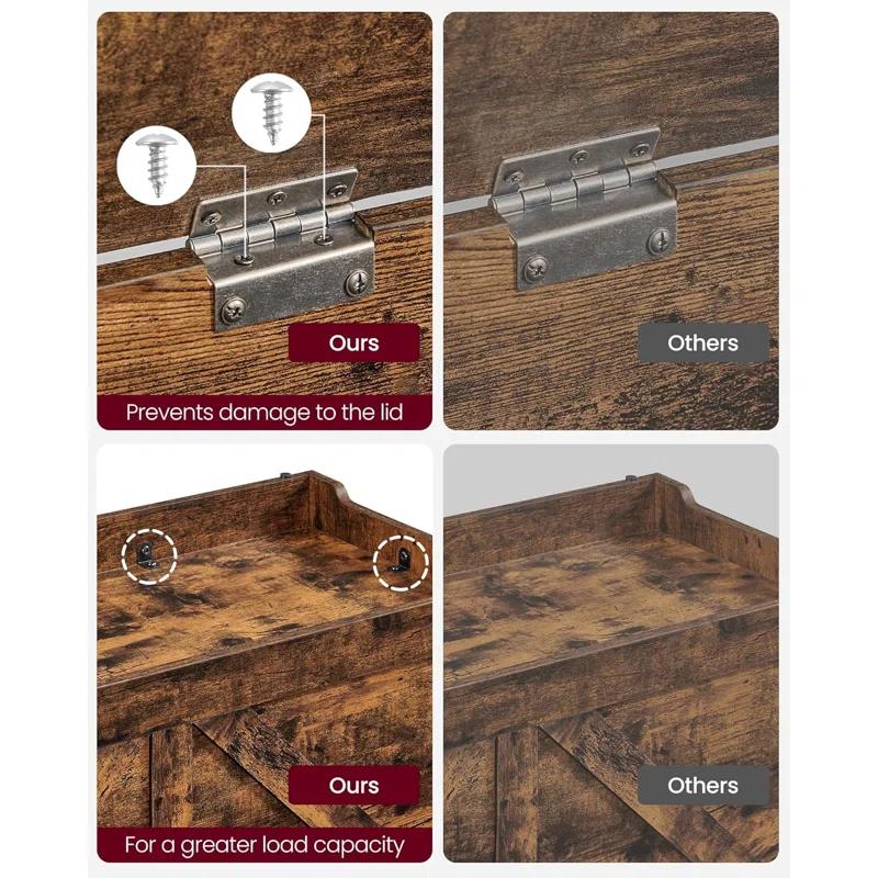 Rosdorf Park Storage Chest, Storage Trunk with 2 Safety Hinges, Storage Bench, Shoe Bench, 15.7 x 39.4 x 18.1 Inches, Rustic Brown