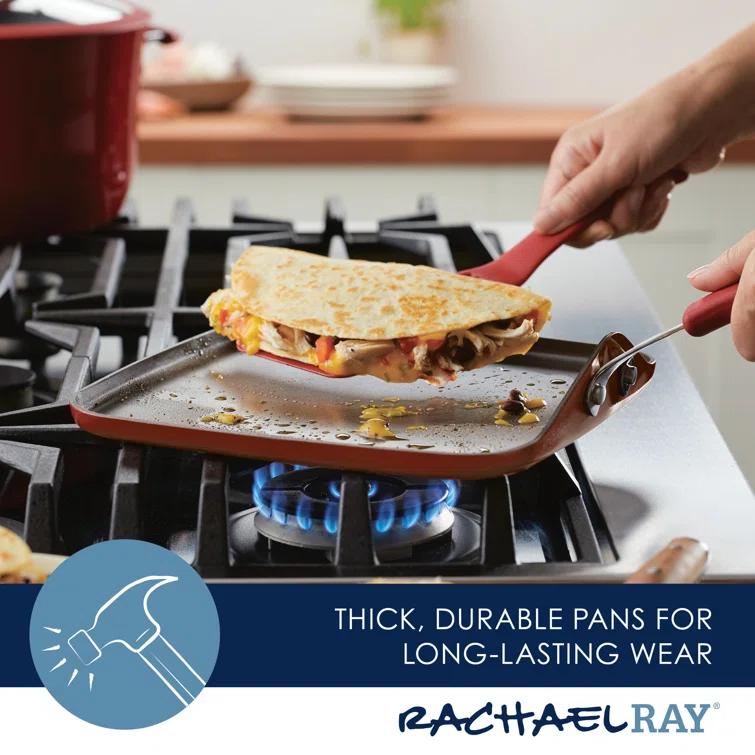 Rachael Ray Rachael Ray Cook + Create Aluminum Nonstick Square Stovetop Griddle Pan, 11-Inch