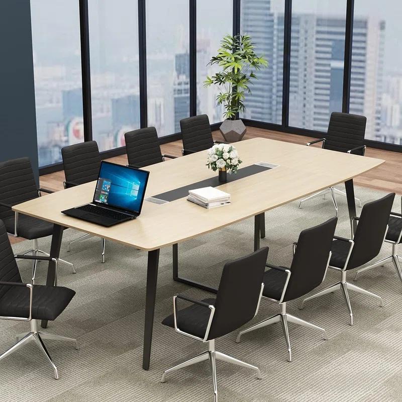 Jonti 8 ft Conference Table, 94.49" L X 47.24" W X 29.53" H Meeting Seminar Table With Grommet