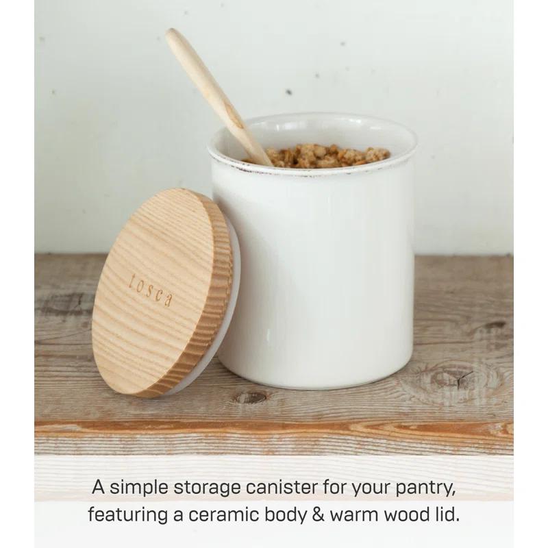 Tosca Yamazaki Home Ceramic Canister, Dry Food Kitchen Storage Container, Plain, 15.25 oz. Airtight