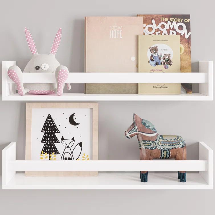 Ballucci Rigga 16" Floating Shelves with Front Bar (Set of 2)