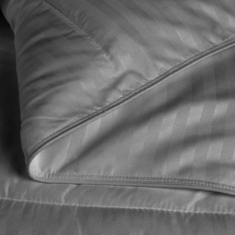 Superior Striped Reversible Box-Quilt Brushed Microfiber Medium Weight Down Alternative Comforter
