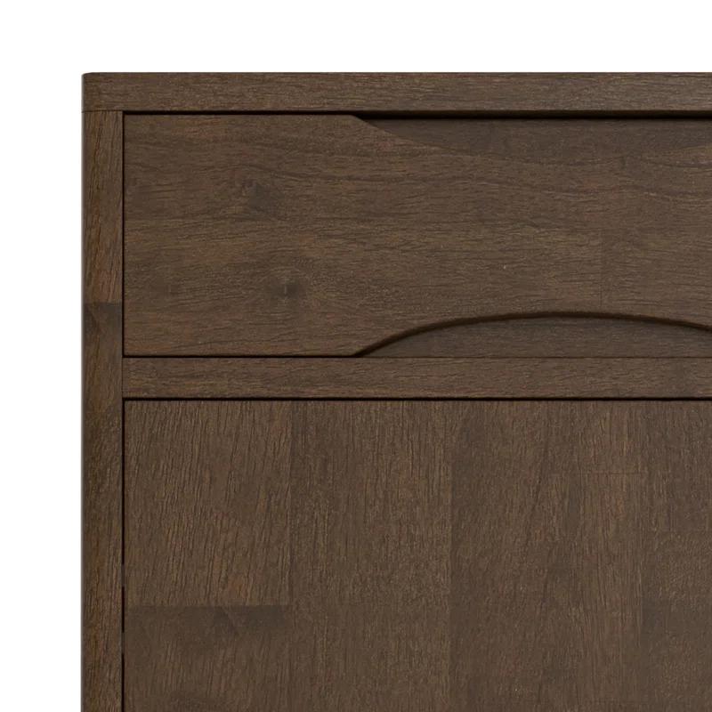 Simpli Home Harper 40"W Solid Wood 2-Shelf Mid-Century Modern Entryway Storage Cabinet with 2 Drawers