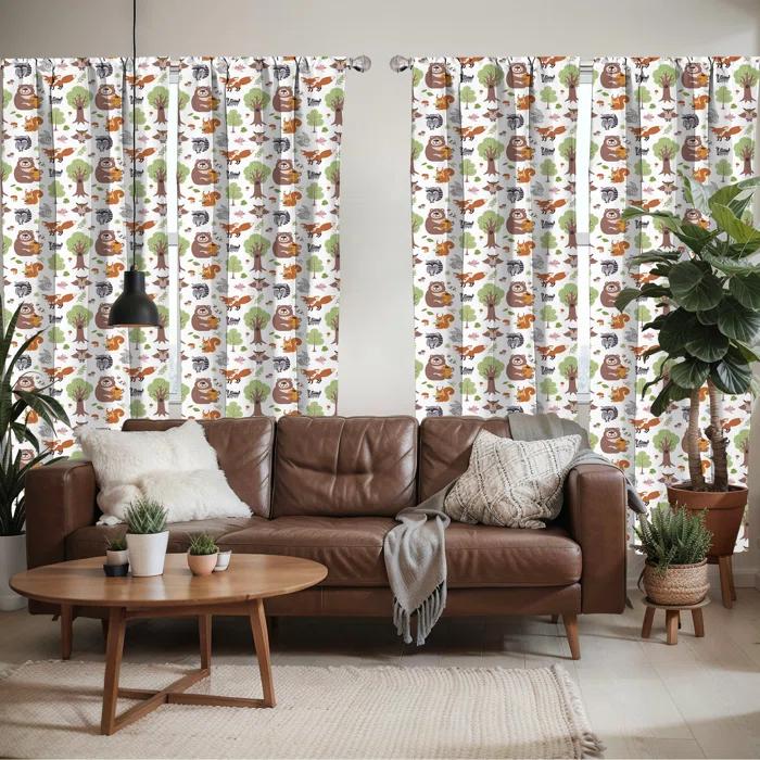 Ambesonne Microfiber Semi Sheer Curtain