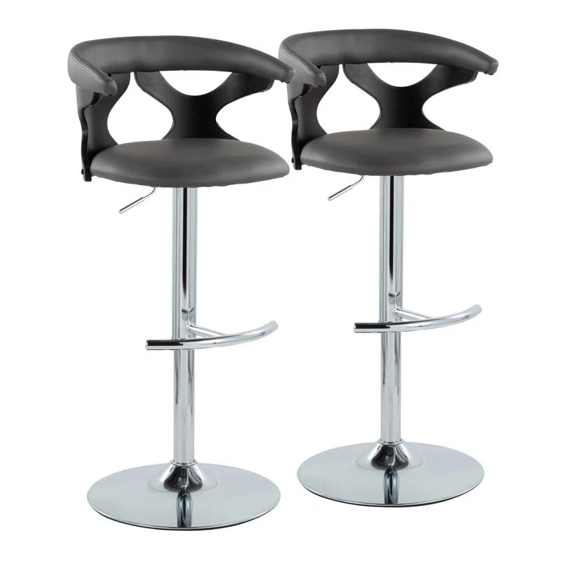 LumiSource Gardenia Swivel Upholstered Adjustable Height Counter Stool with Metal Frame (Set of 2)