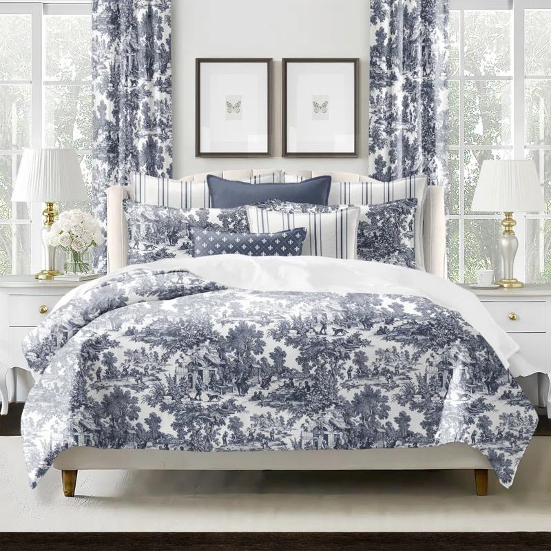Au Village Toile Denim Cotton Comforter Set 8 Piece