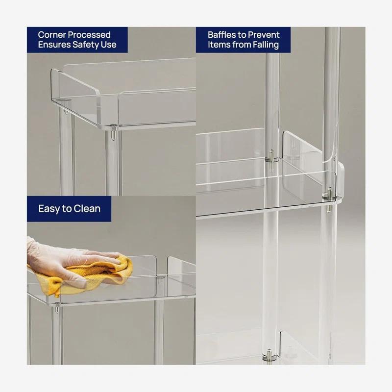 Everly Quinn 3-Tier Mini Rolling Serving Cart w/ 4 Lockable Wheels