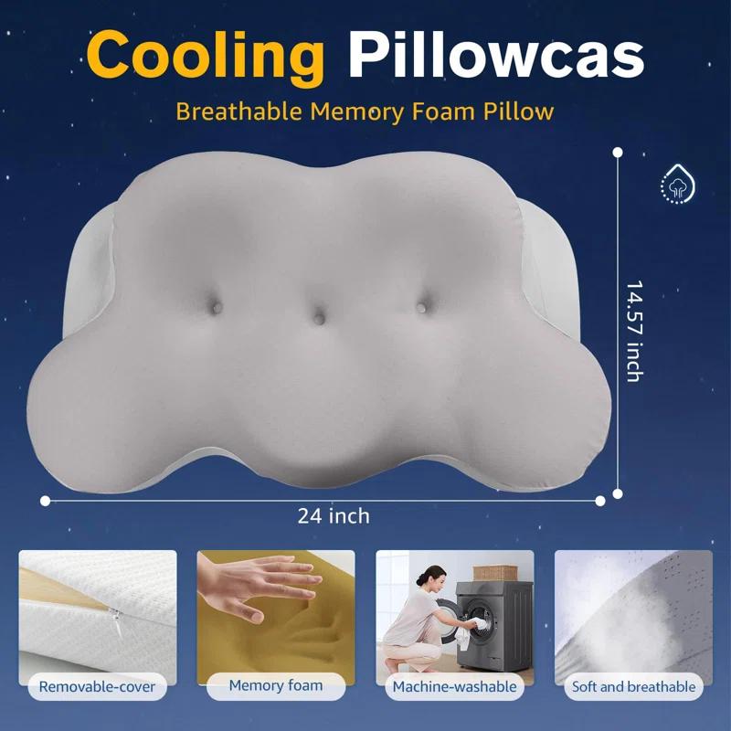 QUALITY FLOORING INC. Cervical Pillow, Pillow For Neck And Shoulder Pain Relief, Contour Pillow, Cervical Pillow, Pillow For Neck Pain Relief, Adult Side Sleeper Pillow, Ergonomic Pillow, Memory Foam Pillow