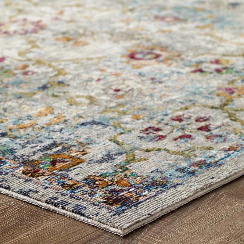 Modway Modway Porch & Den Fauntleroy Distressed Vintage Floral Lattice Area Rug
