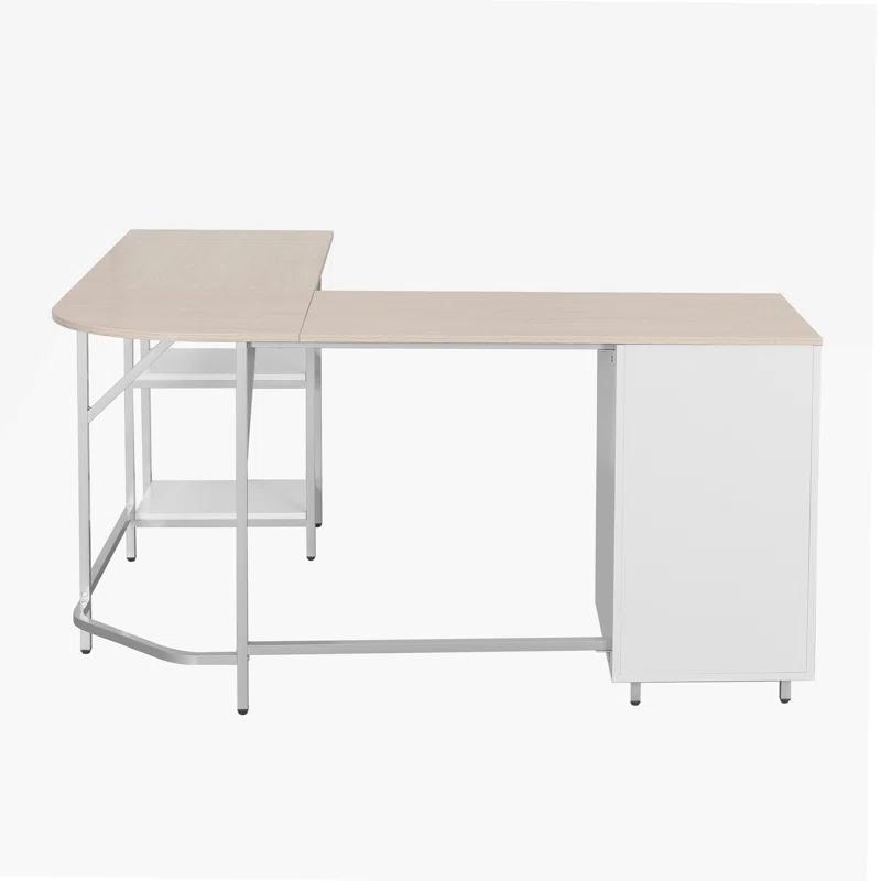 17 Stories Techni Mobili L-Shape Home Office Two-Tone Desk With Storage